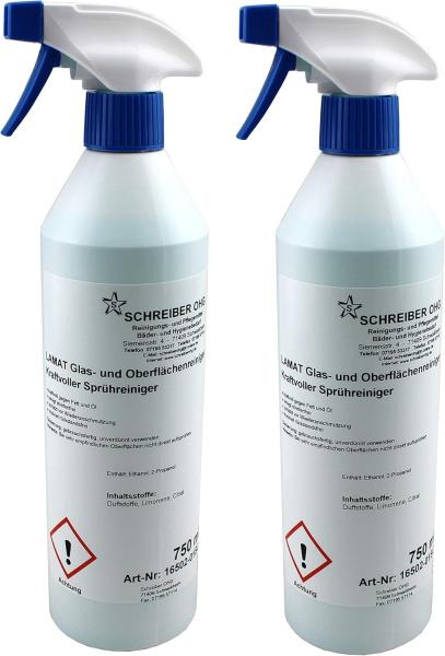 Lamat Profi Glas- und Oberflächenreiniger Kraftvoller Sprühreiniger 2x 750ml